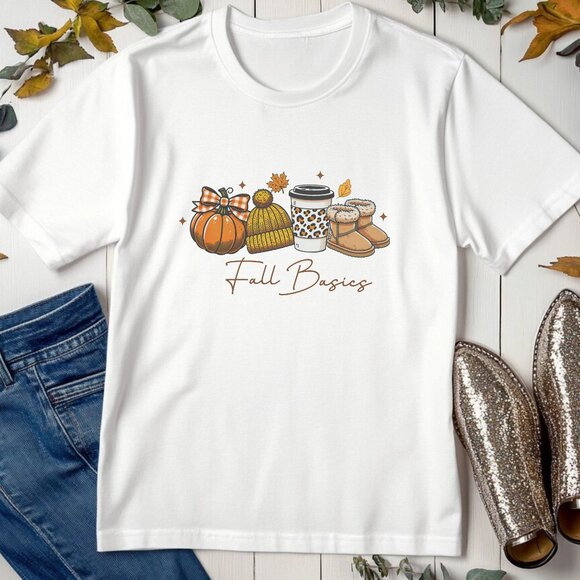 Fall Basic Graphic Tee Pumpkin Cozy Season Autumn Sweater Weather T-Shirt - Picture 2 of 4